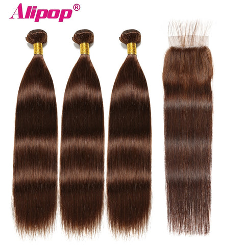 Ajais Colored Bundles With Closure Straight Hair