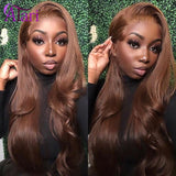 Ginger Brown Body Wave Wig Brazilian Human Hair Wigs Pre Plucked Lace Frontal Wig Transparent Lace for Black Women