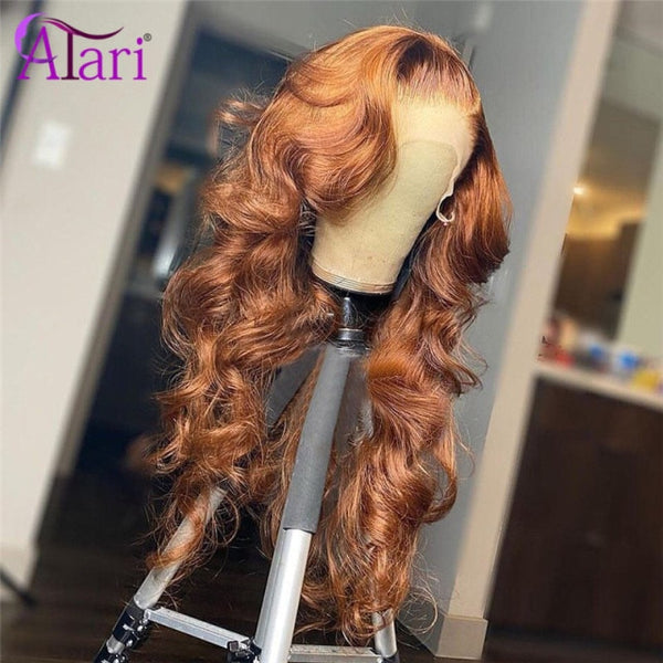 Ginger Brown Body Wave Wig Brazilian Human Hair Wigs Pre Plucked Lace Frontal Wig Transparent Lace for Black Women