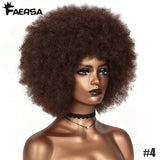 Short Hair Afro Kinky Curly Wigs With Bangs For Black Women African Synthetic Ombre Glueless Cosplay Natural Blonde Red Blue Wig