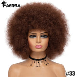 Short Hair Afro Kinky Curly Wigs With Bangs For Black Women African Synthetic Ombre Glueless Cosplay Natural Blonde Red Blue Wig