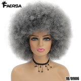 Short Hair Afro Kinky Curly Wigs With Bangs For Black Women African Synthetic Ombre Glueless Cosplay Natural Blonde Red Blue Wig