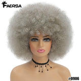 Short Hair Afro Kinky Curly Wigs With Bangs For Black Women African Synthetic Ombre Glueless Cosplay Natural Blonde Red Blue Wig