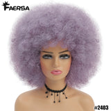 Short Hair Afro Kinky Curly Wigs With Bangs For Black Women African Synthetic Ombre Glueless Cosplay Natural Blonde Red Blue Wig