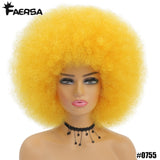 Short Hair Afro Kinky Curly Wigs With Bangs For Black Women African Synthetic Ombre Glueless Cosplay Natural Blonde Red Blue Wig
