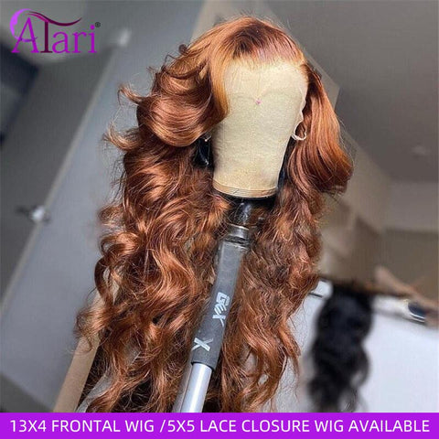 Ginger Brown Body Wave Wig Brazilian Human Hair Wigs Pre Plucked Lace Frontal Wig Transparent Lace for Black Women